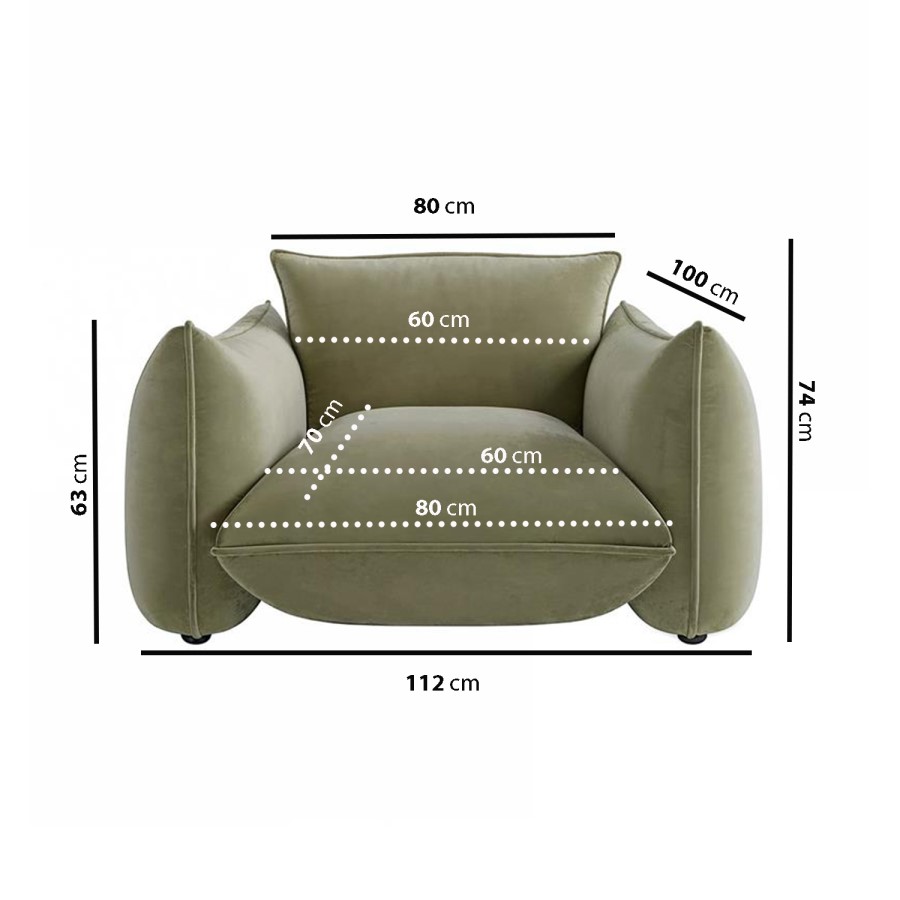 GRADE A1 - Sage Green Velvet Armchair - Santo