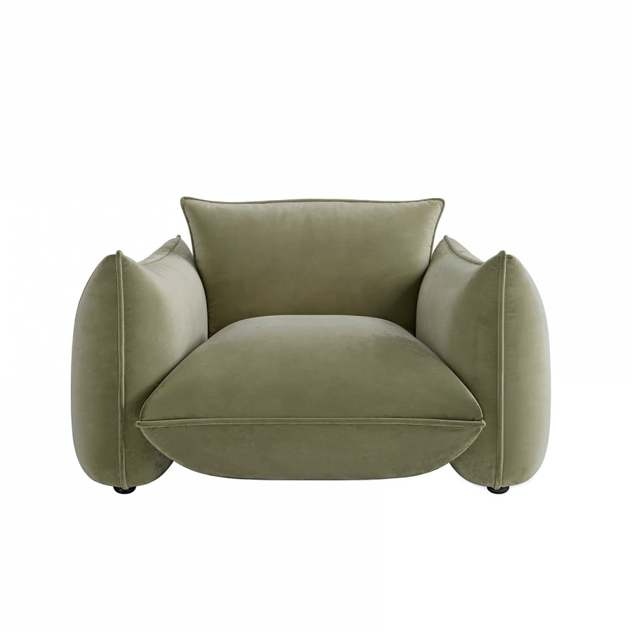 GRADE A1 - Sage Green Velvet Armchair - Santo