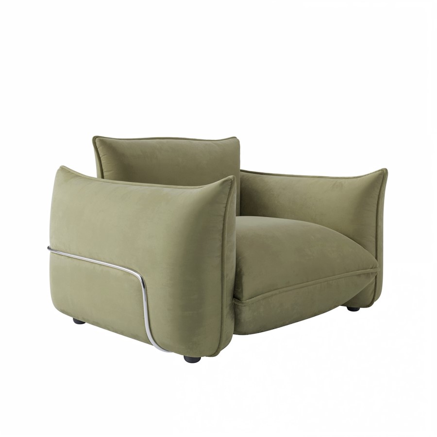 GRADE A1 - Sage Green Velvet Armchair - Santo