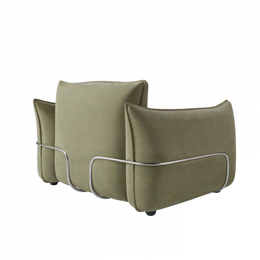 GRADE A1 - Sage Green Velvet Armchair - Santo