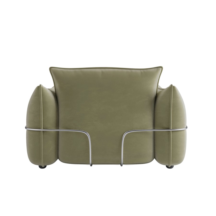GRADE A1 - Sage Green Velvet Armchair - Santo