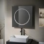 Square Backlit Heated Bathroom Mirror with Lights 600mm - Saturn