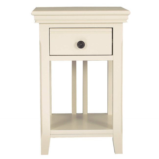 Savannah Bedside Table with Drawer in Ivory/Cream