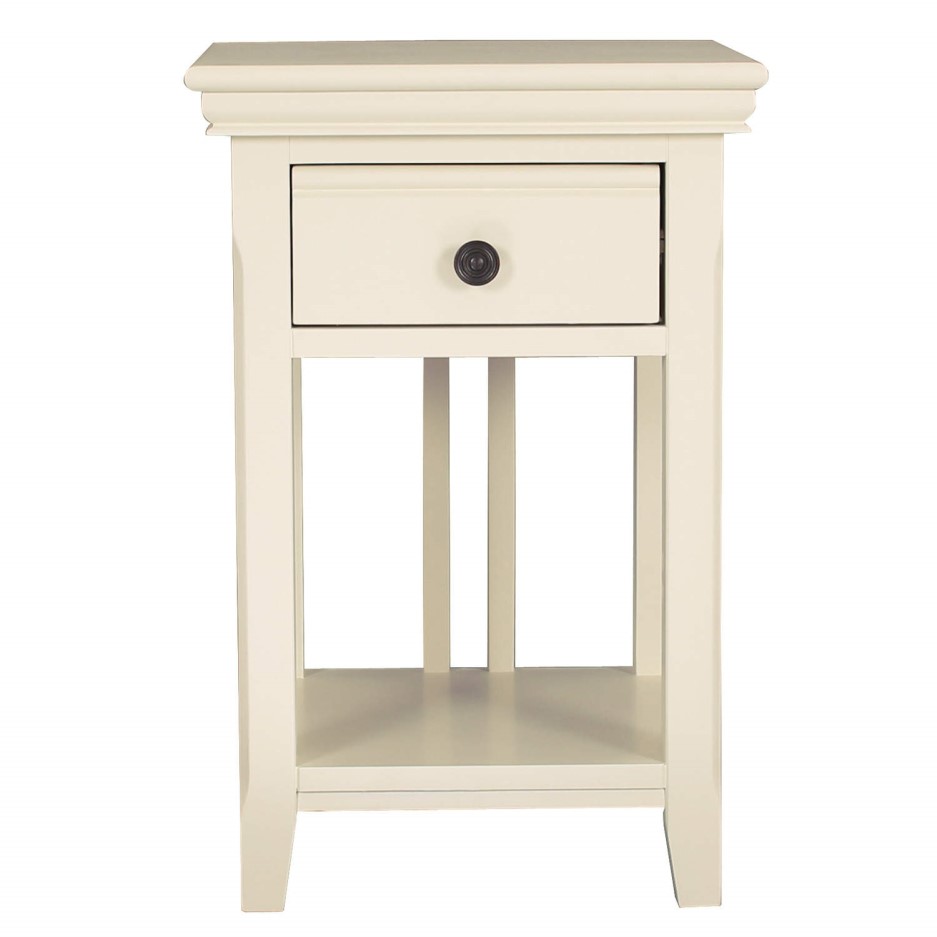 Savannah Bedside Table with Drawer in Ivory/Cream Furniture123