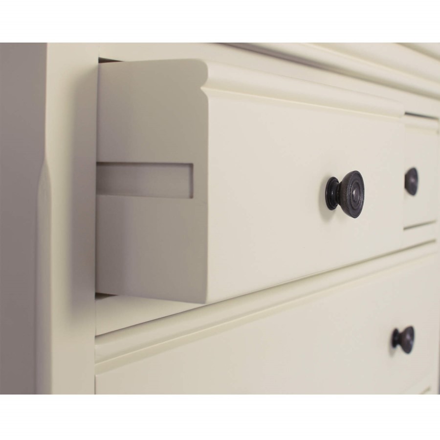 GRADE A2 - Savannah Solid Acacia Wood 4+3 Drawer Wide Chest in Ivory