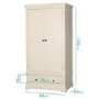 Savannah 2 Door Wardrobe with 1 Drawer in Ivory/Cream