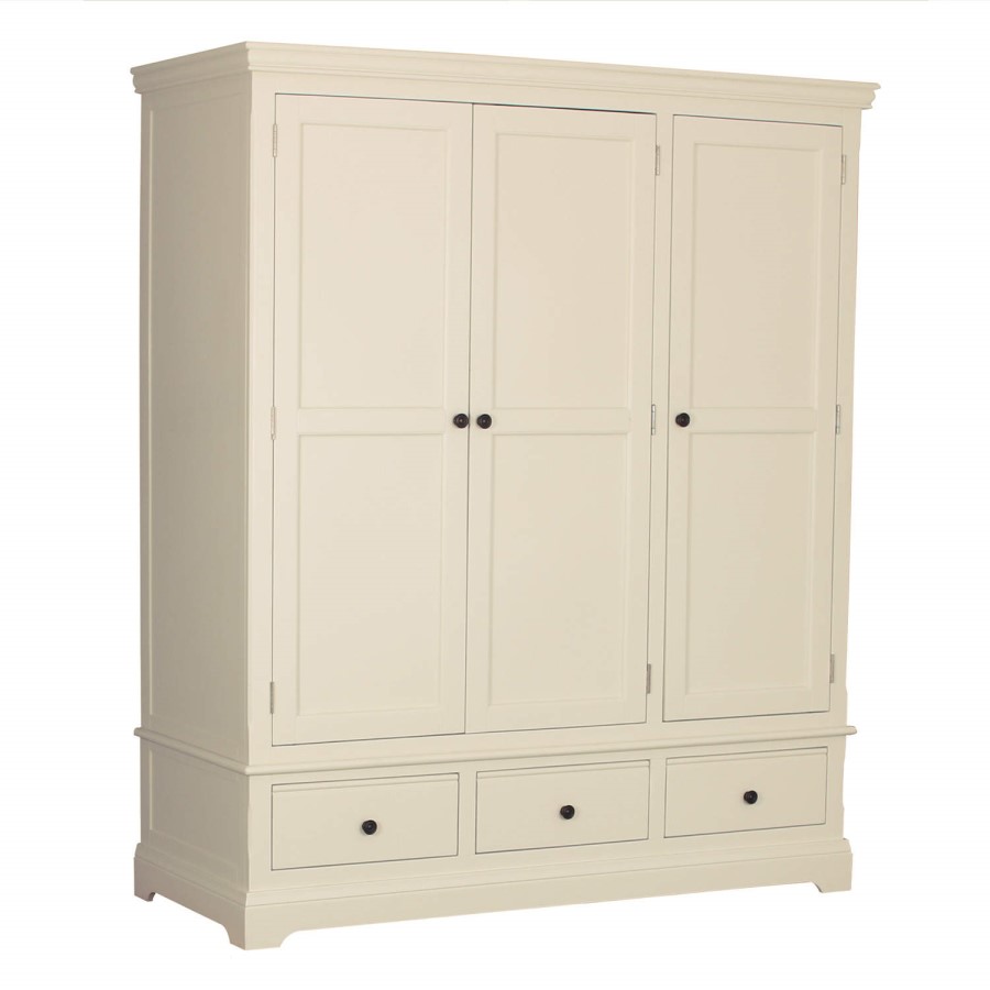 Savannah 3 Door 3 Drawer Triple Wardrobe in Ivory/Cream