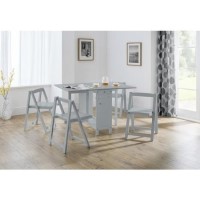 GRADE A1 - Butterfly Folding Dining Set in Grey with 4 Chairs - Savoy
