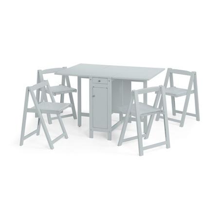 GRADE A1 - Butterfly Folding Dining Set in Grey with 4 Chairs - Savoy