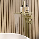 SAVBBFSBSM Brushed Brass Freestanding Bath Shower Mixer with Shelf - Savannah