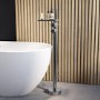 Chrome Freestanding Bath Shower Mixer with Shelf - Savannah