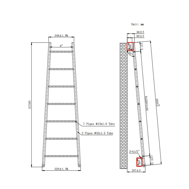 Black Heated Towel Rail Radiator 1710 x 529mm - Savannah