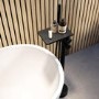 Matt Black Freestanding Bath Shower Mixer with Shelf - Savannah