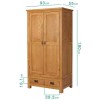 GRADE A2 - Rustic Saxon Oak 2 Door 2 Drawer Wardrobe