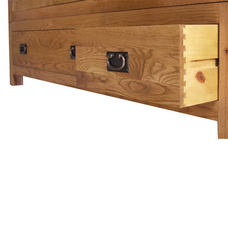 Rustic Saxon Oak Double Bed Bedroom Set 