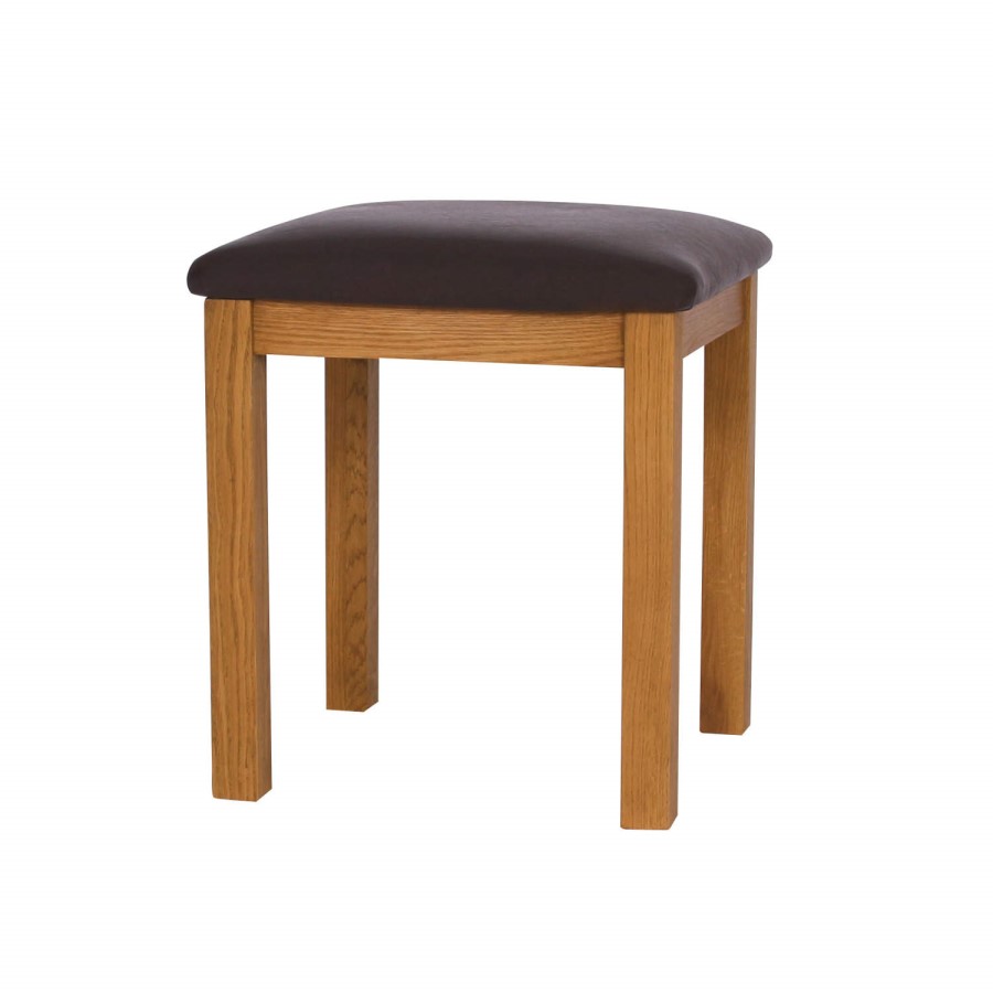 GRADE A1 - Rustic Saxon Oak Dressing Table Stool