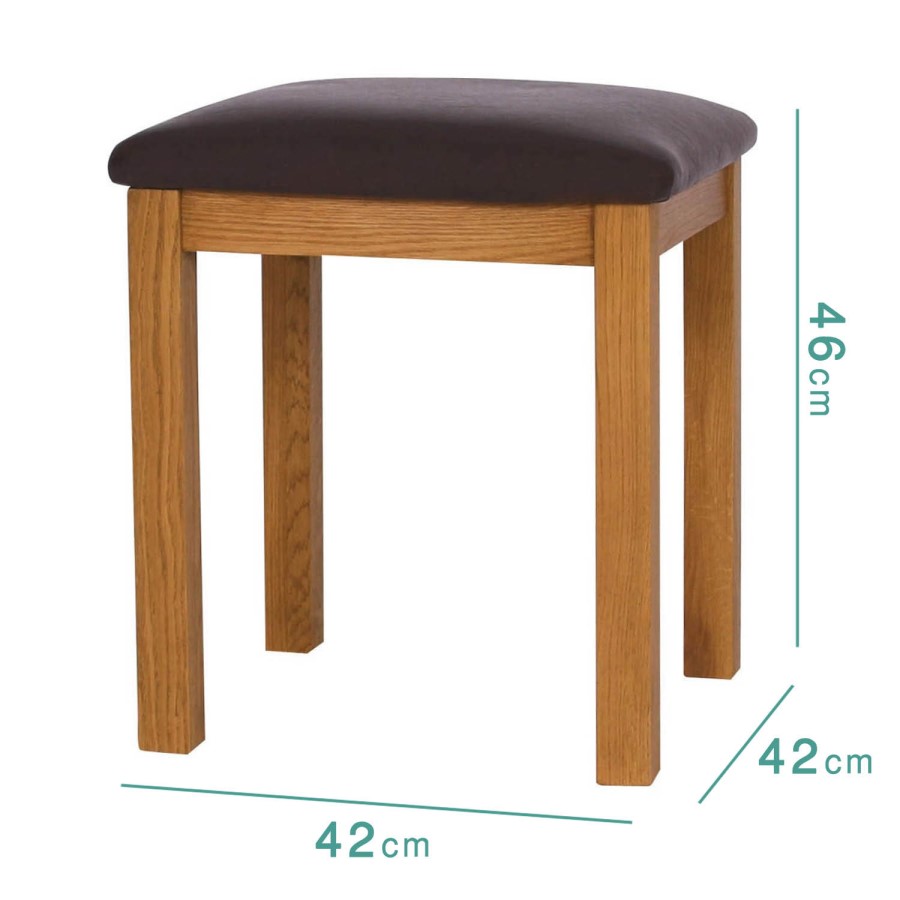 GRADE A1 - Rustic Saxon Oak Dressing Table Stool