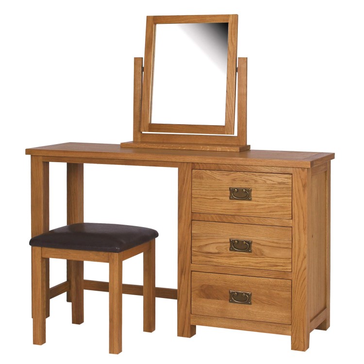 Rustic Saxon Oak Dressing Table Set