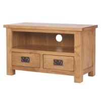 GRADE A3 - Rustic Saxon Solid Oak TV Unit