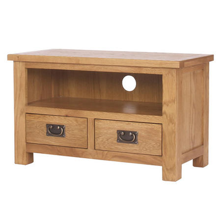 GRADE A3 - Rustic Saxon Solid Oak TV Unit