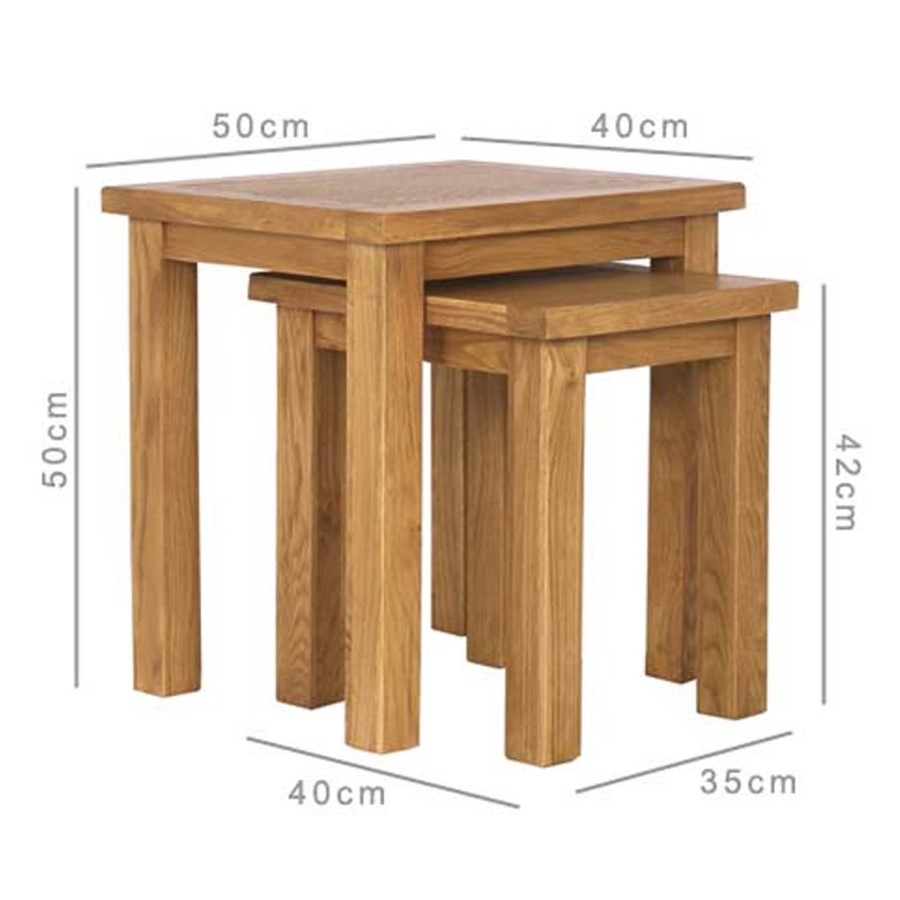 Solid Oak Nest of Tables - 2 - Rustic Saxon
