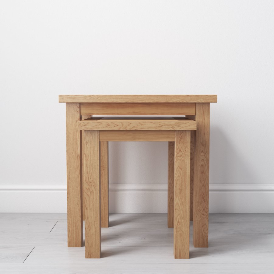 Solid Oak Nest of Tables - 2 - Rustic Saxon