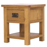GRADE A1 - Rustic Saxon Solid Oak Lamp Table