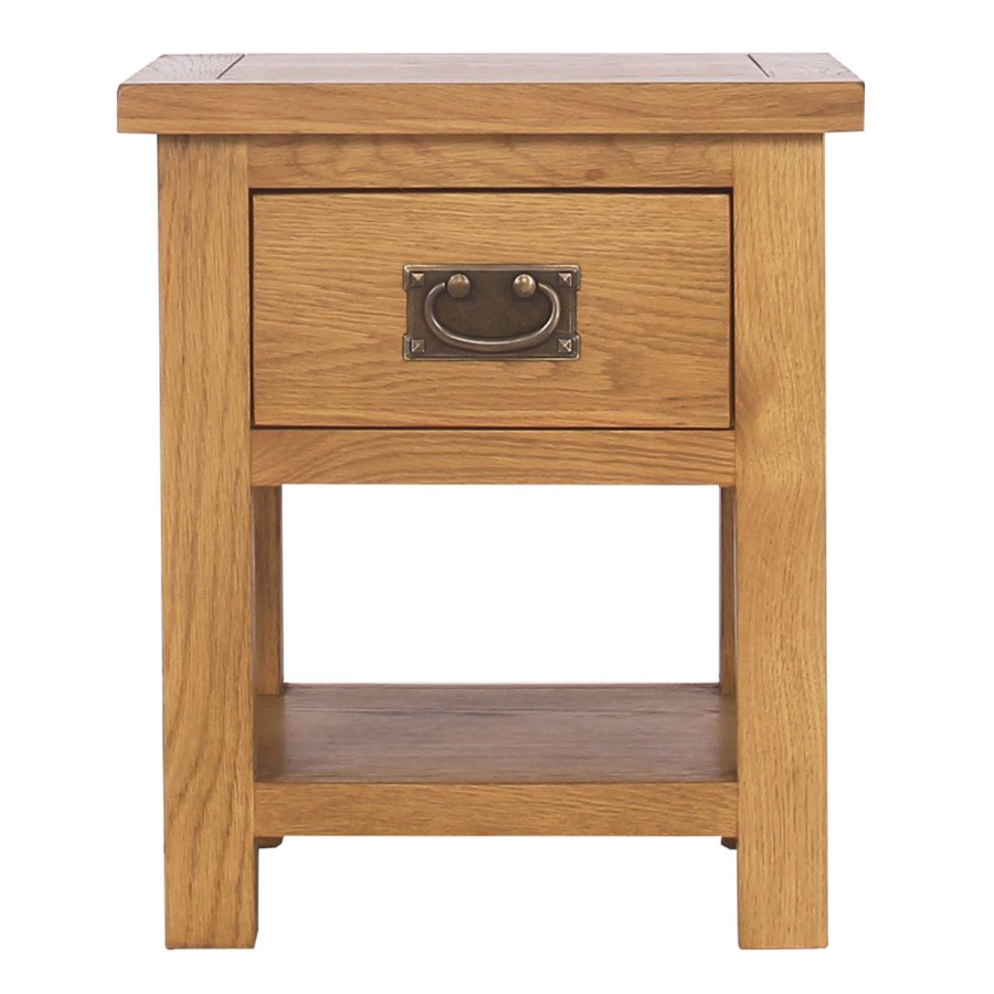 GRADE A1 - Solid Oak Side Table - Rustic Saxon Range