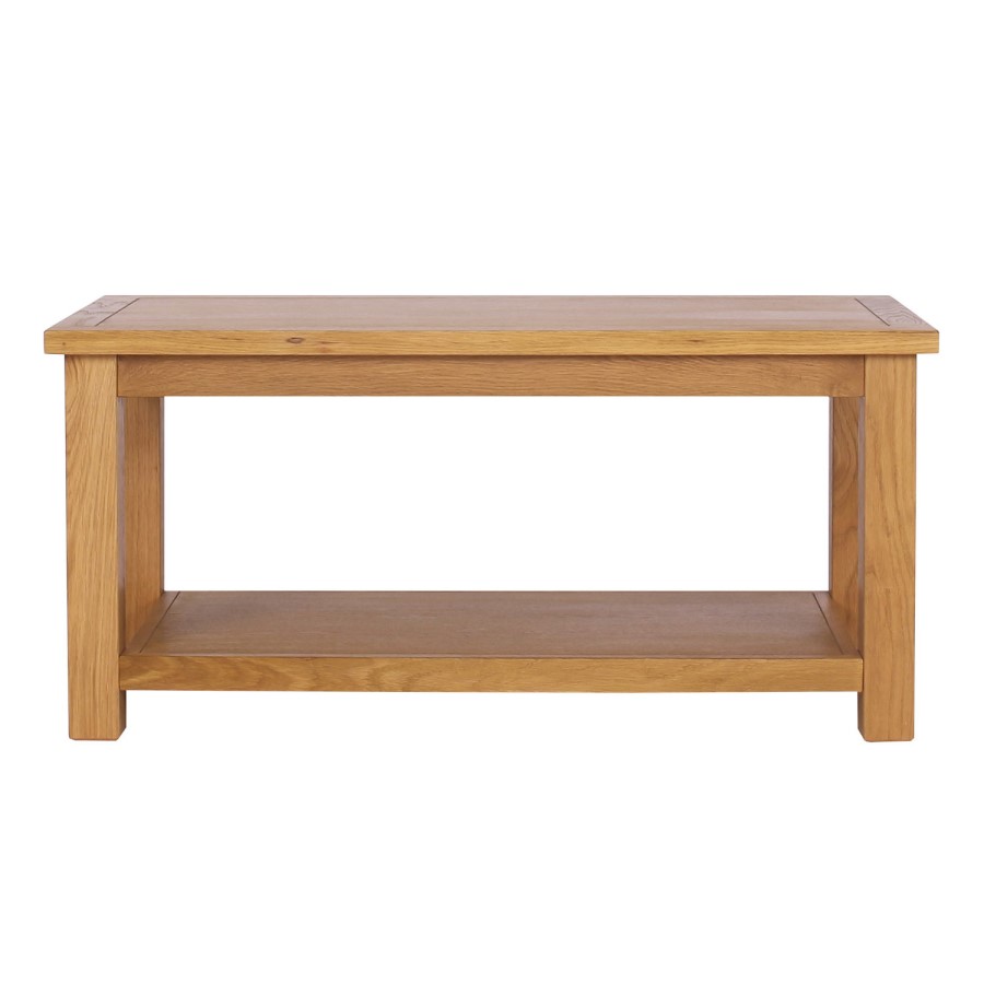 Rustic Saxon Solid Oak Coffee Table with Shelf