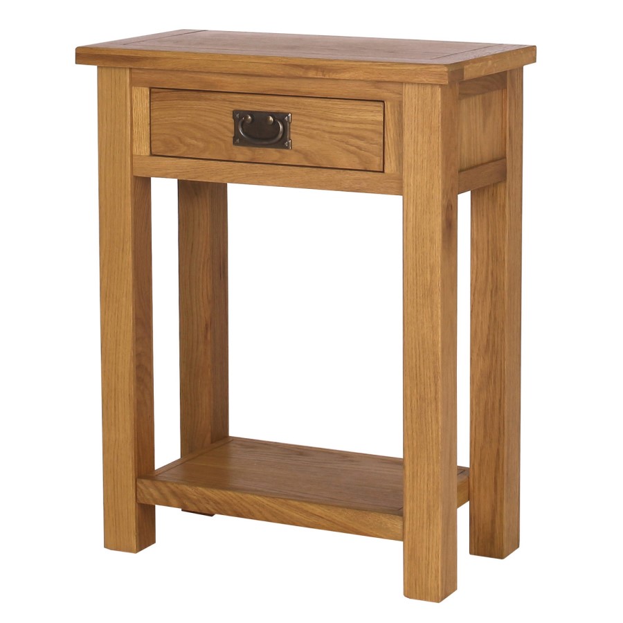 GRADE A2 - Rustic Saxon Solid Oak Console Table
