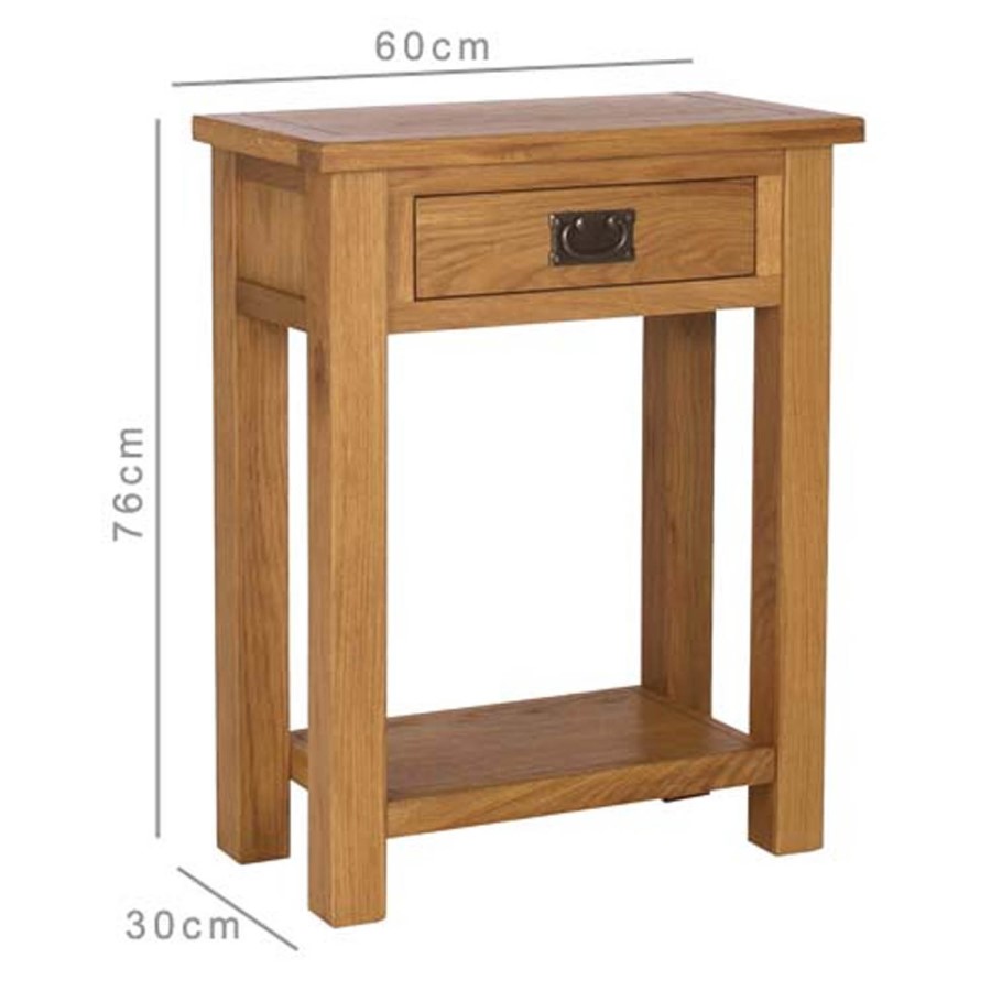Rustic Saxon Solid Oak Small Console Table