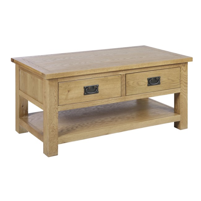 Solid Wood Coffee Table with Storage - Rustic Saxon Range