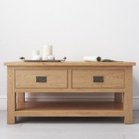 GRADE A1 - Solid Wood Coffee Table with Storage - Rustic Saxon Range