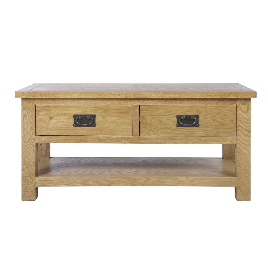 Solid Wood Coffee Table with Storage - Rustic Saxon Range