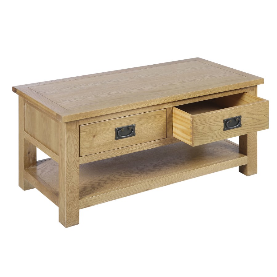 Solid Wood Coffee Table with Storage - Rustic Saxon Range
