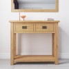 Solid Oak Console Table with Storage - Rustic Saxon
