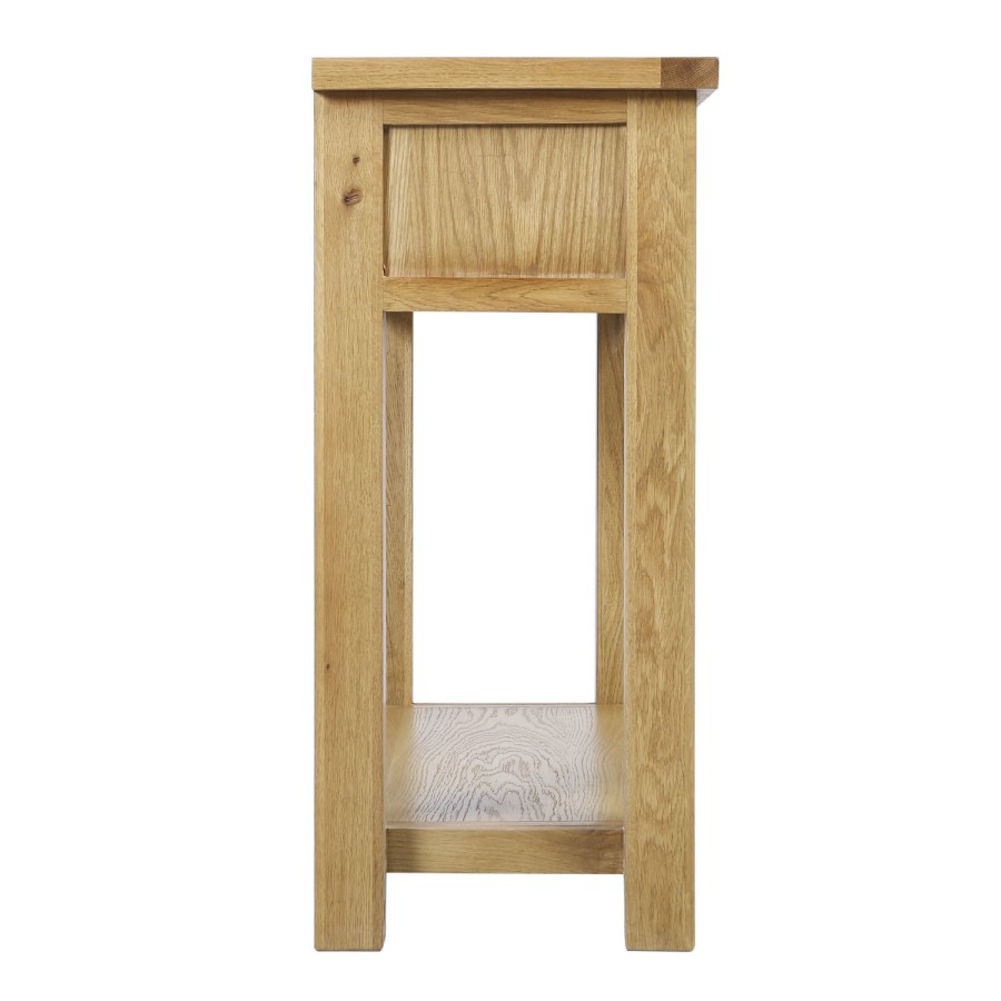 Solid Oak Console Table with Storage - Rustic Saxon
