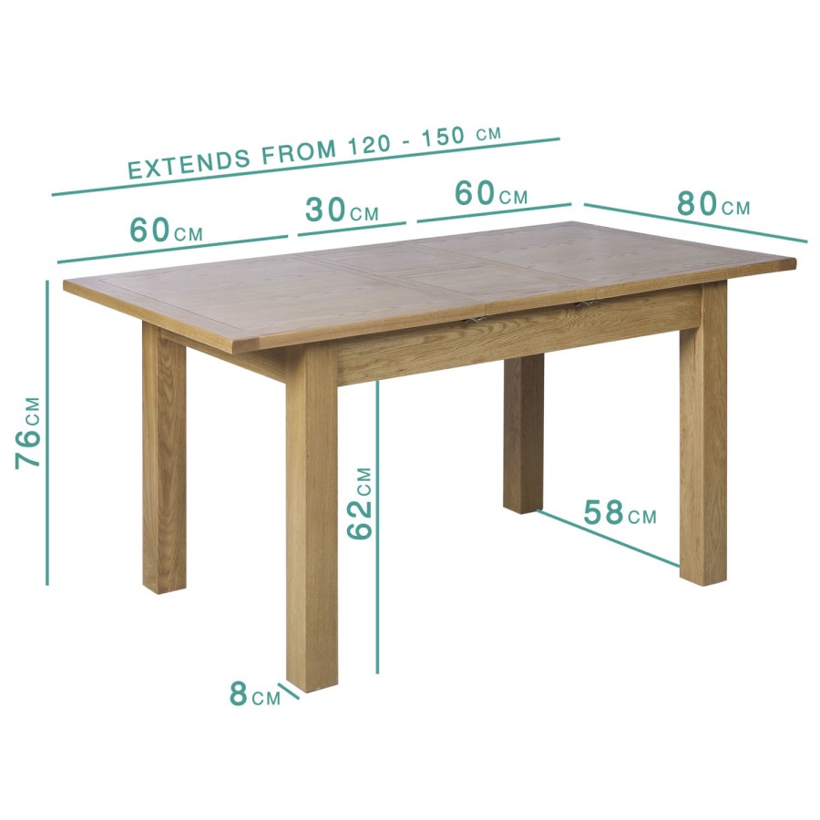 Extendable Solid Oak Dining Table and 6 Chairs - Rustic Saxon Range