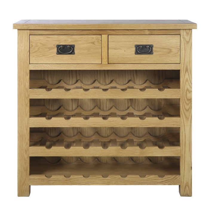 Solid Oak Wine Rack Sideboard with Drawers Rustic Saxon Furniture123