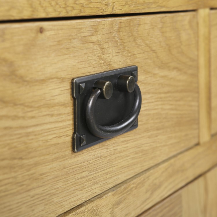 Solid Oak Wine Rack Sideboard with Drawers - Rustic Saxon