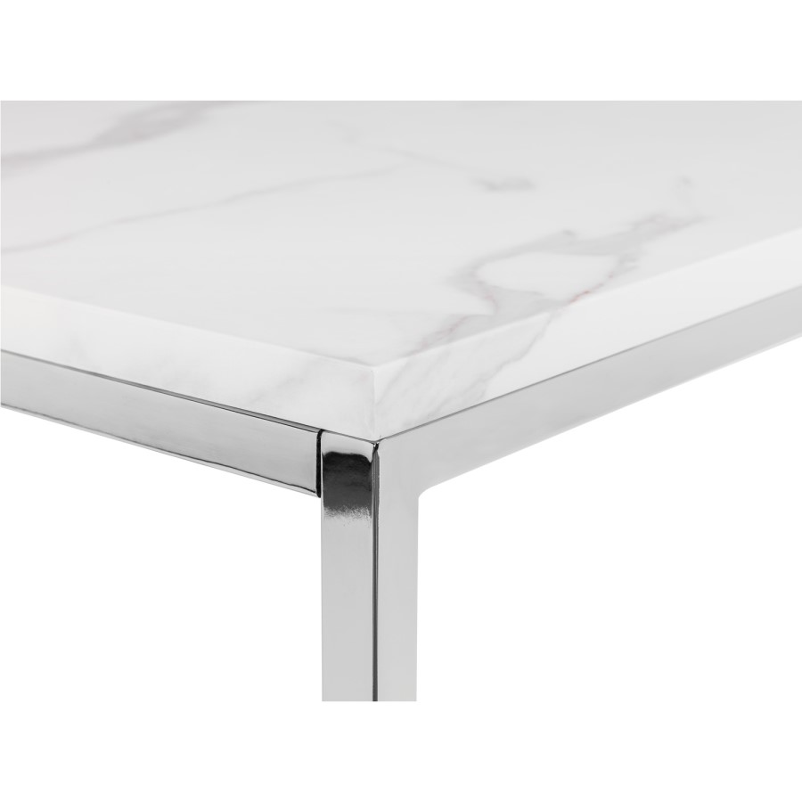 White Marble Side Table with Silver Legs - Julian Bowen Scala