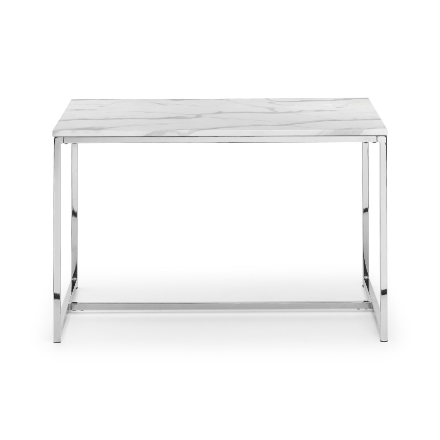 Small White Marble Dining Table with Mirrored Legs - Seats 4 - Julian Bowen Scala