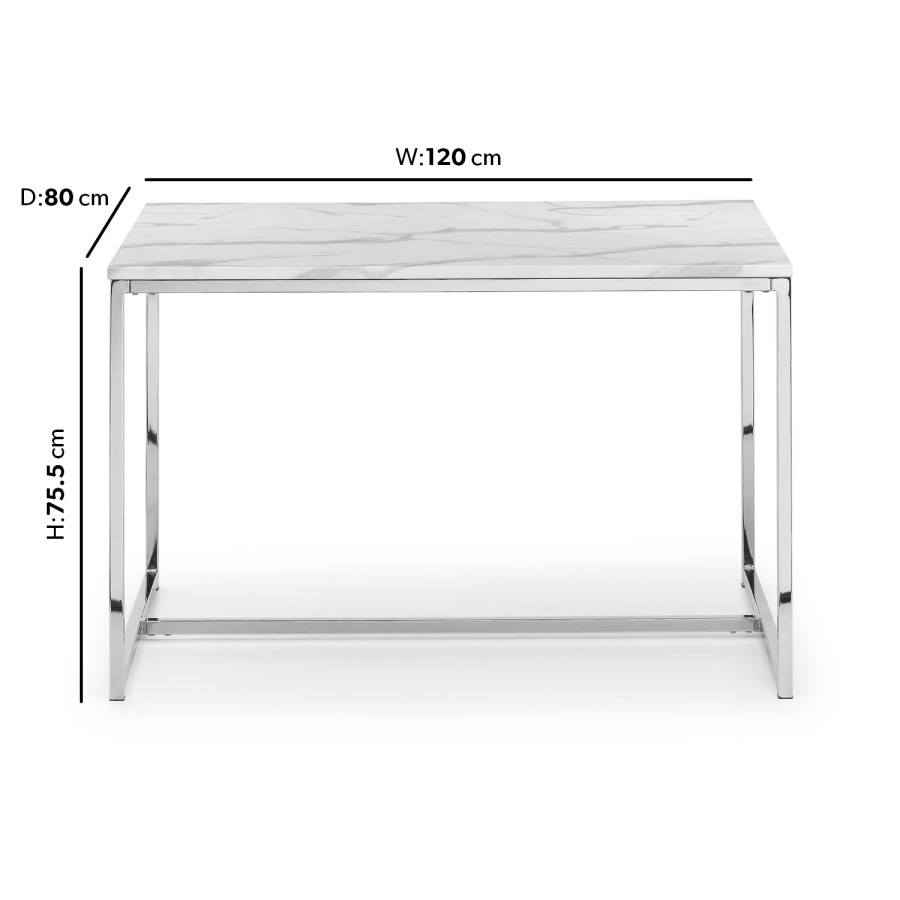 Small White Marble Dining Table with Mirrored Legs - Seats 4 - Julian Bowen Scala