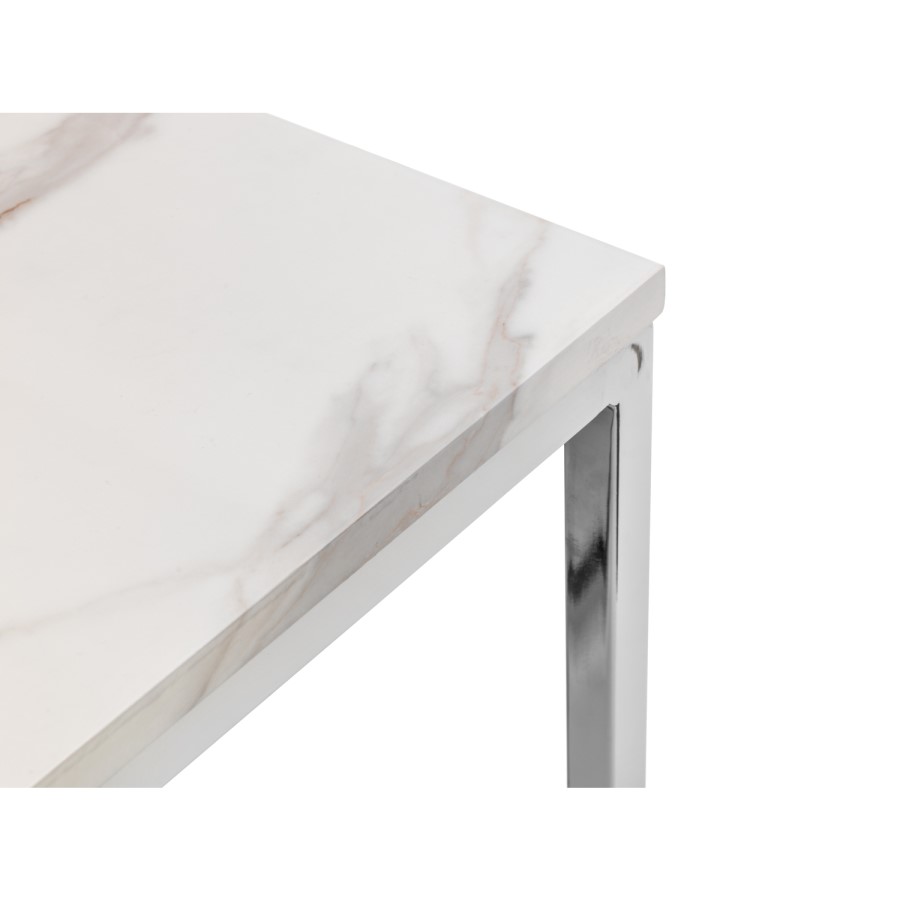 Small White Marble Dining Table with Mirrored Legs - Seats 4 - Julian Bowen Scala