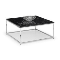 Black Marble Coffee Table with Silver Base - Julian Bowen Scala