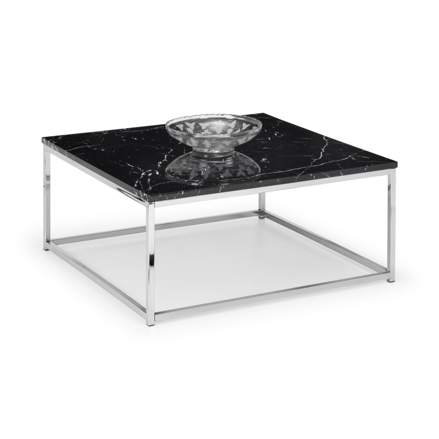 Black Marble Coffee Table with Silver Base - Julian Bowen Scala