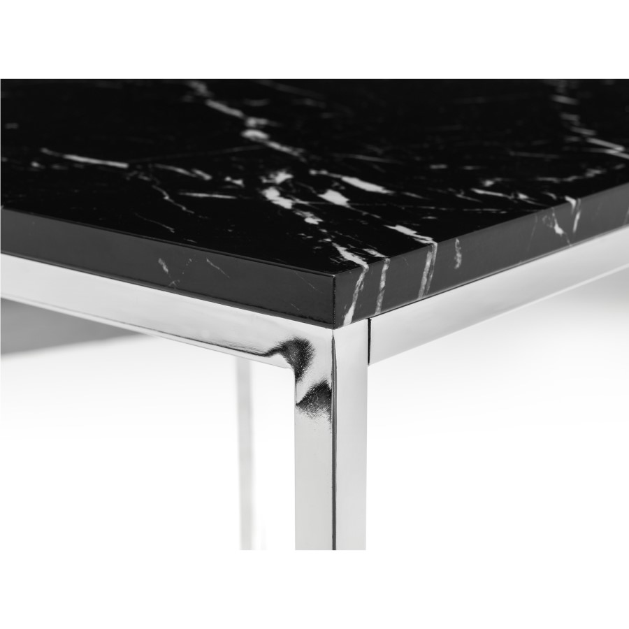 Black Marble Coffee Table with Silver Base - Julian Bowen Scala