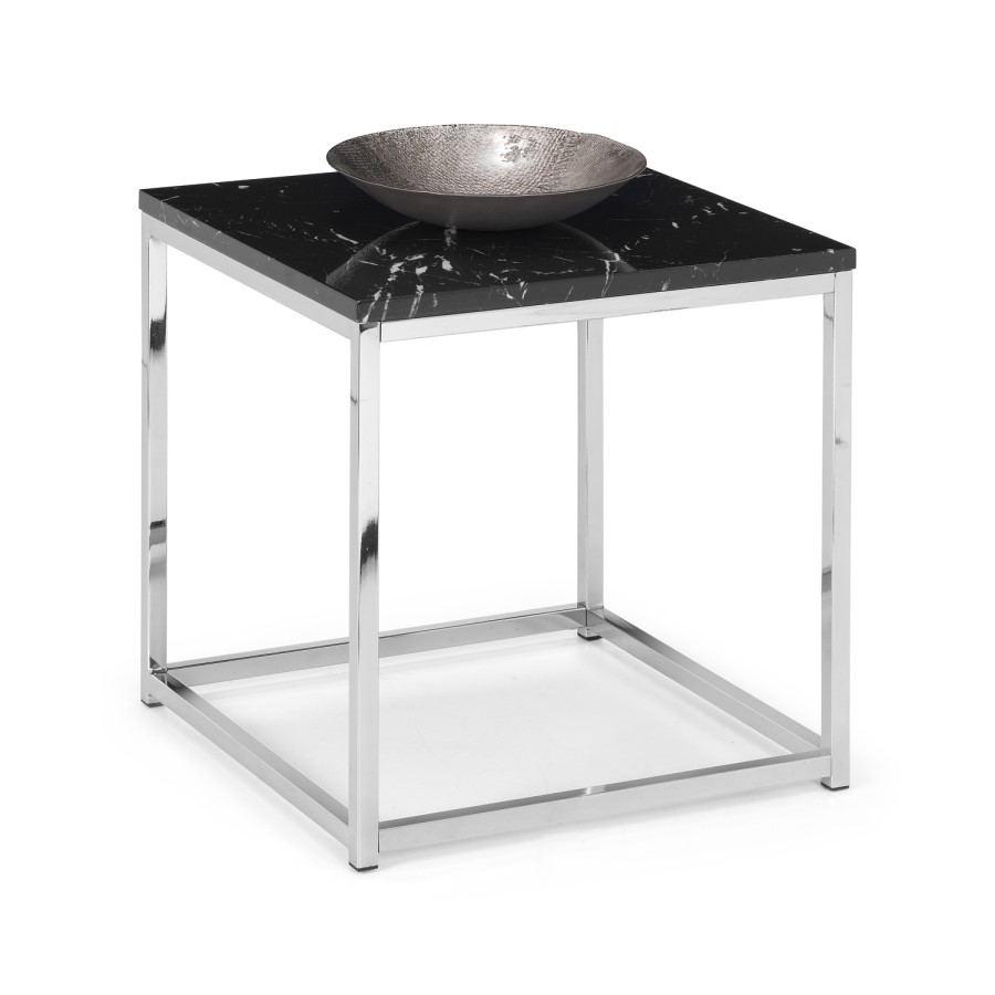 Black Marble & Silver Side Table - Julian Bowen Scala