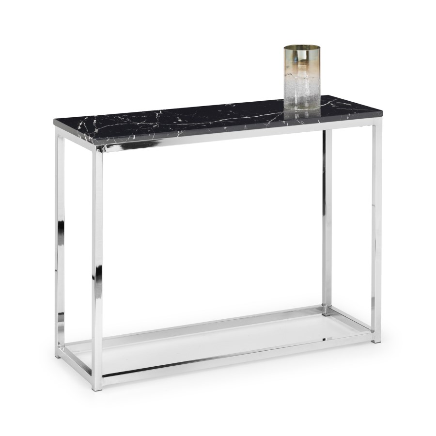 Silver & Black Marble Console Table - Julian Bowen Scala