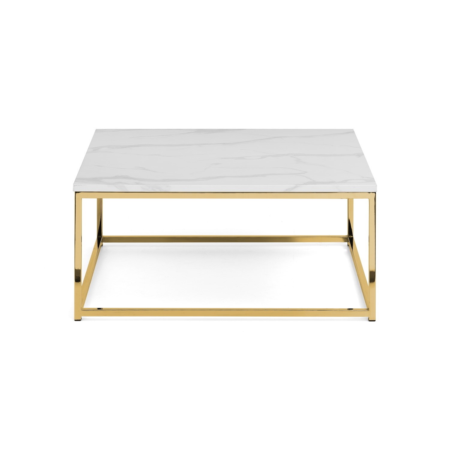 Photo of Small square marble coffee table with gold legs - julian bowen
